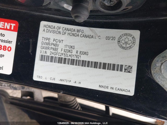 Honda Civic Lx 2020 2HGFC2F50LH017821 Image 18