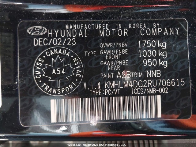 KMHLM4DG2RU706615 Hyundai ELANTRA SEL