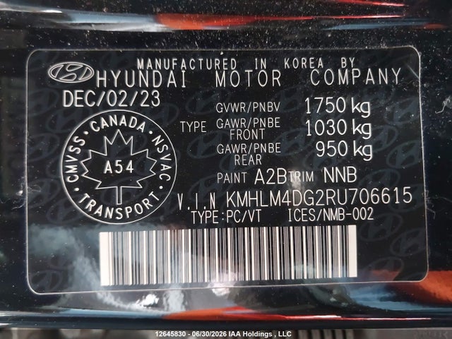 KMHLM4DG2RU706615 Hyundai ELANTRA SEL