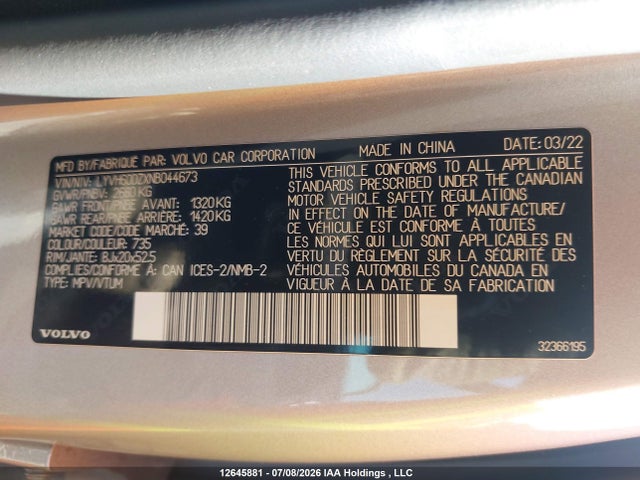 LYVH60DZXNB044673 Volvo Xc60 Recharge Plug-in Hybrid T8 Inscription Expression Extended Range