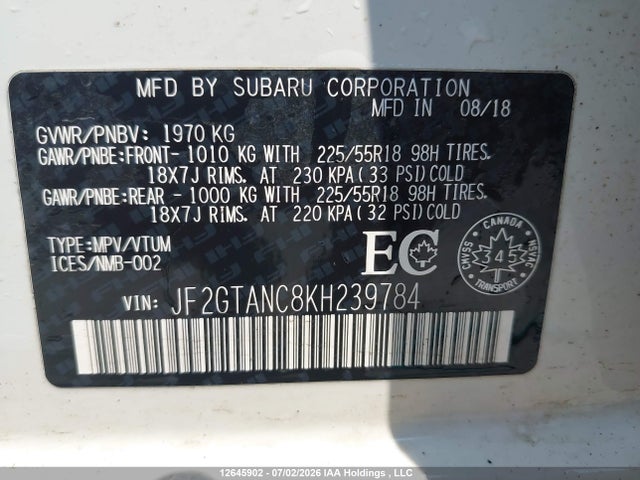 Subaru Crosstrek Limited 2019 JF2GTANC8KH239784 Image 19