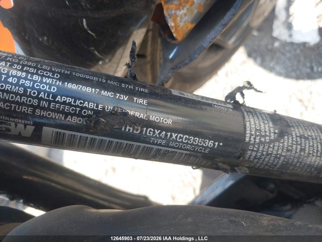12645903 :رقم المزاد ، 1HD1GX41XCC335361 vin ، 2012 Harley-davidson Fxdb Dyna Street Bob مزاد بيع