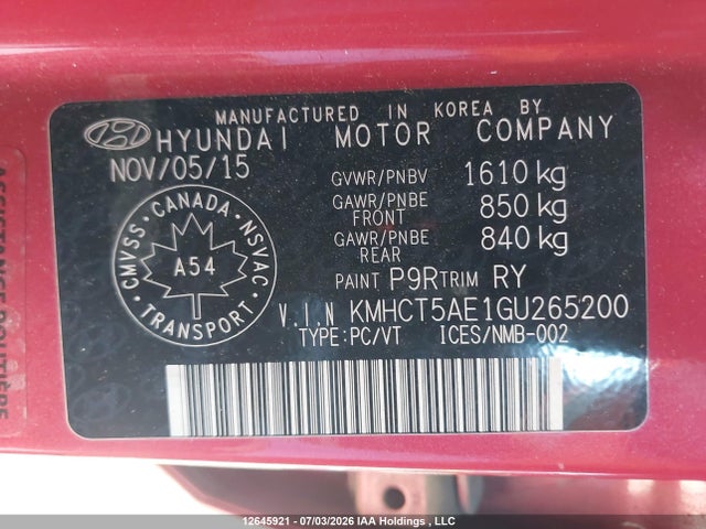 Продаж на аукціоні авто 2016 Hyundai Accent Se, vin: KMHCT5AE1GU265200, номер лоту: 12645921