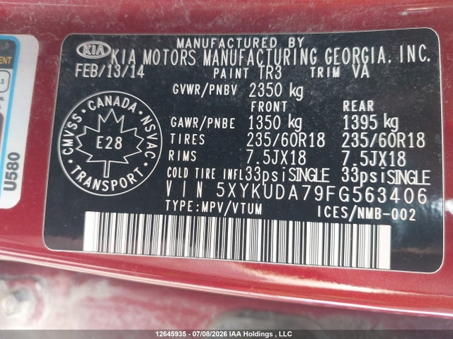 KIA Sorento Ex V6 2015 5XYKUDA79FG563406 Image 21