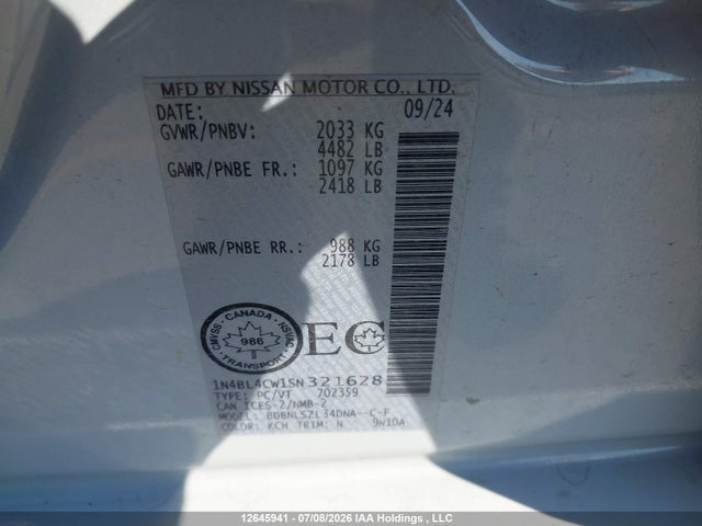 Nissan ALTIMA SR 2025 1N4BL4CW1SN321628 Image 9