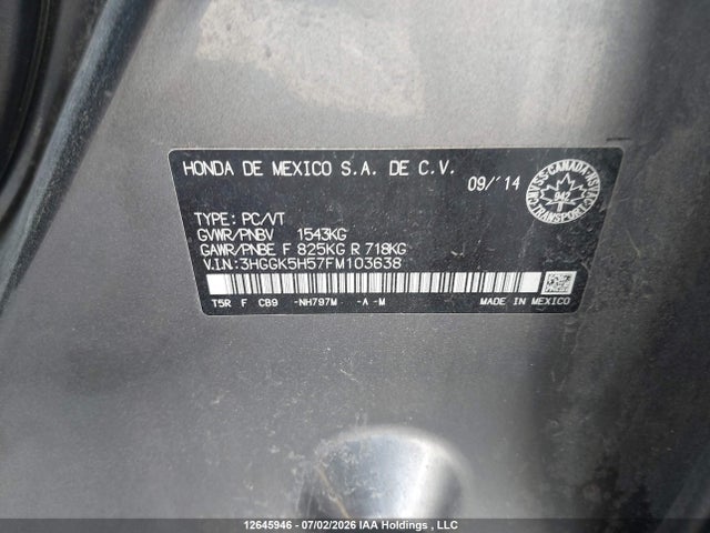 3HGGK5H57FM103638 Honda FIT LX