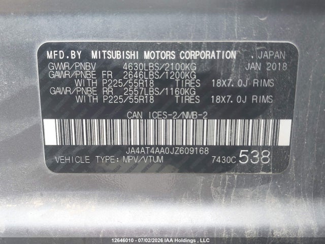 Mitsubishi Eclipse Cross Gt/se 2018 JA4AT4AA0JZ609168 Image 9