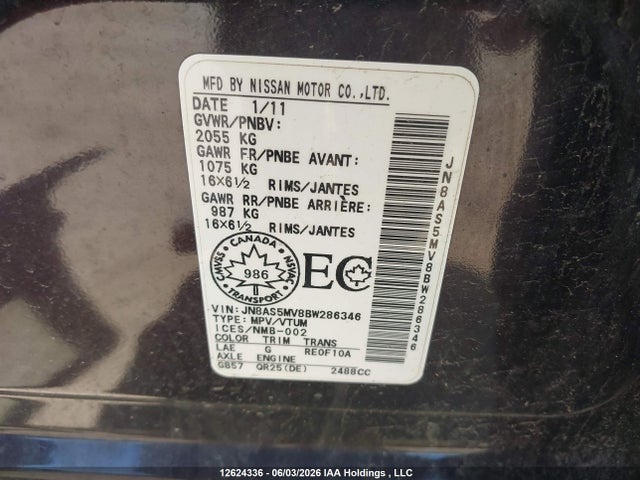 Aukcja sprzedaży 2011 Nissan Rogue S, vin: JN8AS5MV8BW286346, numer aukcji: 12624336