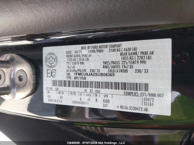 Ford Escape Platinum 2025 1FMCU9JA2SUB08365 Image 9