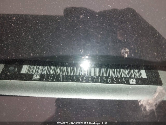Продаж на аукціоні авто 2008 Chevrolet Cobalt Lt, vin: 1G1AL55F687136375, номер лоту: 12646070
