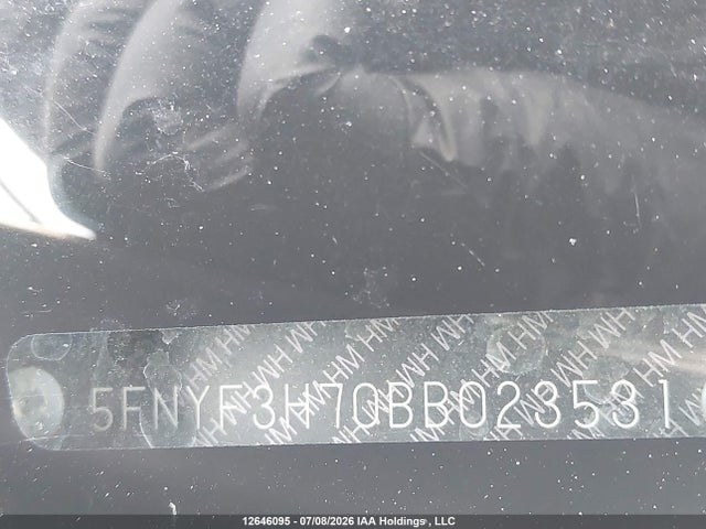 12646095 :رقم المزاد ، 5FNYF3H70BB023531 vin ، 2011 Honda Pilot Ex-l مزاد بيع