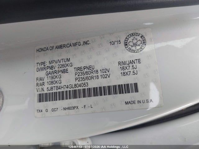Acura Rdx Elite Package 2016 5J8TB4H74GL804053 Image 9