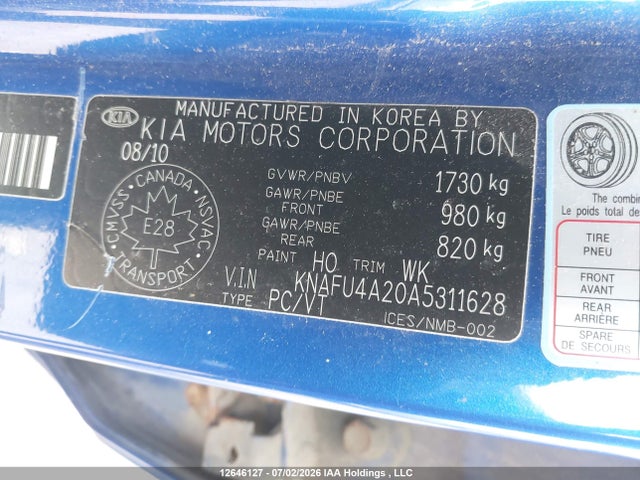 Aukcja sprzedaży 2010 Kia Forte 2.0l Ex, vin: KNAFU4A20A5311628, numer aukcji: 12646127