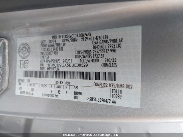 Ford ESCAPE SE 2014 1FMCU9GX5EUE30529 Image 18