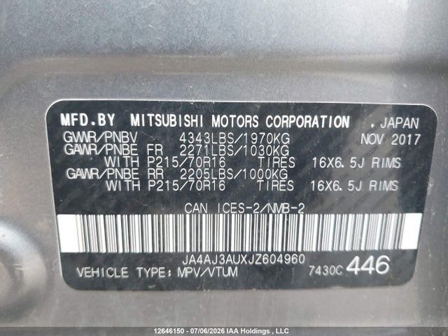JA4AJ3AUXJZ604960 Mitsubishi RVR SE