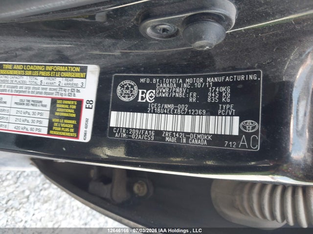 Продаж на аукціоні авто 2011 Toyota Corolla S/le, vin: 2T1BU4EEXBC712369, номер лоту: 12646166