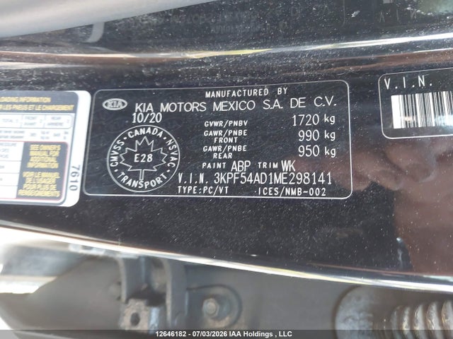 2021 Kia Forte Ex/ex Premium/ex+ მანქანა იყიდება აუქციონზე, vin: 3KPF54AD1ME298141, აუქციონის ნომერი: 12646182