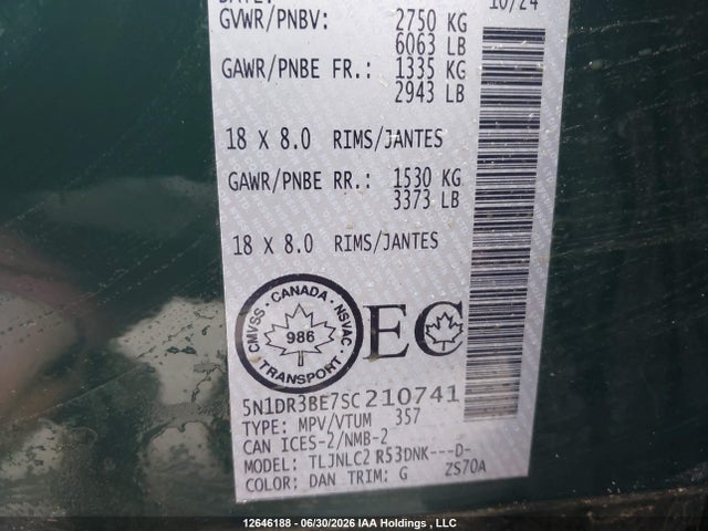 5N1DR3BE7SC210741 Nissan Pathfinder Rock Creek 4wd/sv 4wd
