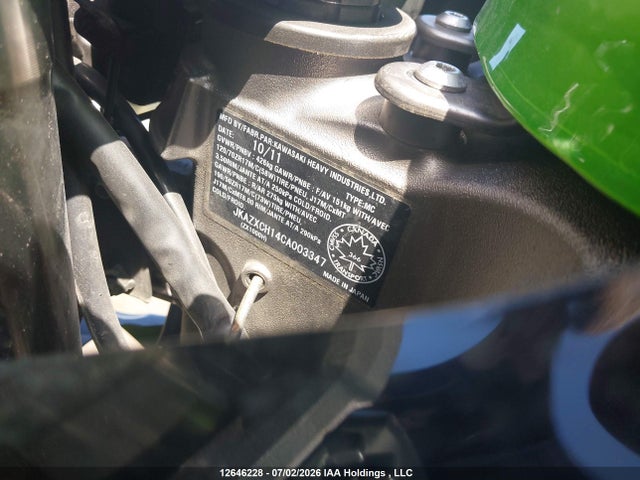12646228 :رقم المزاد ، JKAZXCH14CA003347 vin ، 2012 Kawasaki Zx1000 H مزاد بيع