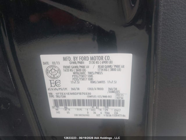 2013 Ford F-150 Xlt მანქანა იყიდება აუქციონზე, vin: 1FTEX1EM5DFB70330, აუქციონის ნომერი: 12633223