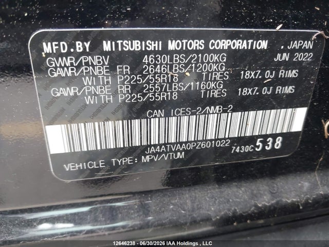 Продажа на аукционе авто 2023 Mitsubishi Eclipse Cross Carbon Edition/gt/se/sel, vin: JA4ATVAA0PZ601022, номер лота: 12646238