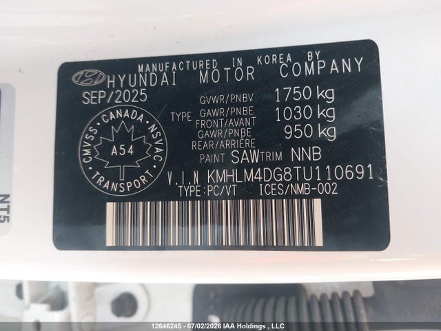 Продажа на аукционе авто 2026 Hyundai Elantra Essential, vin: KMHLM4DG8TU110691, номер лота: 12646245
