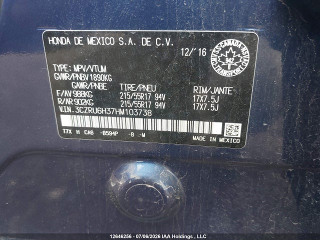 Honda HR-V LX 2017 3CZRU6H37HM103738 Image 9