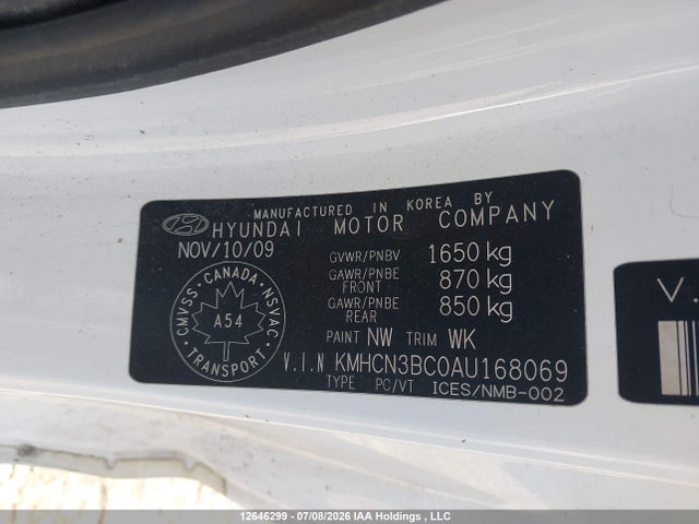 Продажа на аукционе авто 2010 Hyundai Accent Gl Sport, vin: KMHCN3BC0AU168069, номер лота: 12646299
