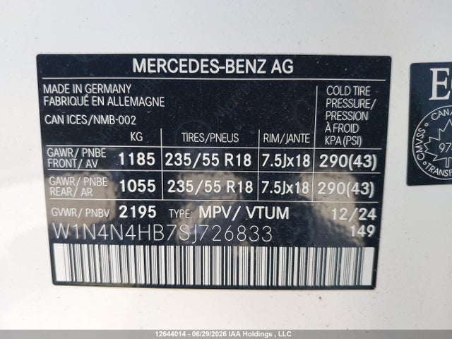 Продажа на аукционе авто 2025 Mercedes-benz Gla 250 4matic, vin: W1N4N4HB7SJ726833, номер лота: 12644014