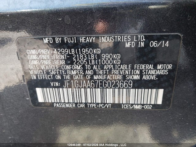 Subaru Impreza 2.0i 2014 JF1GJAA67EG023669 Image 18