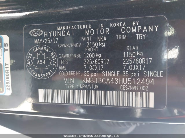 Hyundai TUCSON SE 2017 KM8J3CA43HU512494 Image 18