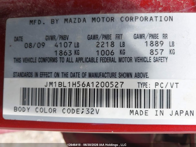 Продаж на аукціоні авто 2010 Mazda Mazda3 Gs/gt, vin: JM1BL1H56A1200527, номер лоту: 12646418