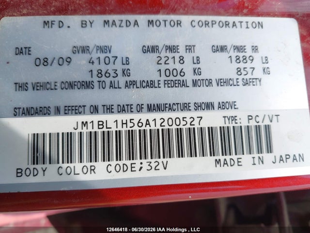 Продаж на аукціоні авто 2010 Mazda Mazda3 Gs/gt, vin: JM1BL1H56A1200527, номер лоту: 12646418