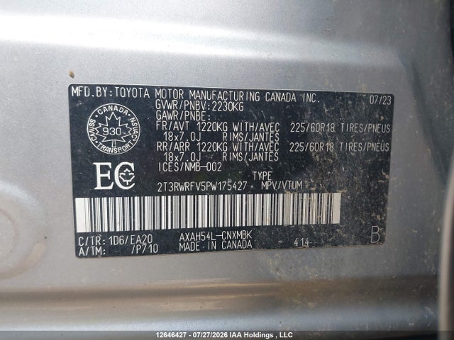 2T3RWRFV5PW175427 Toyota Rav4 Xle/woodland Edition