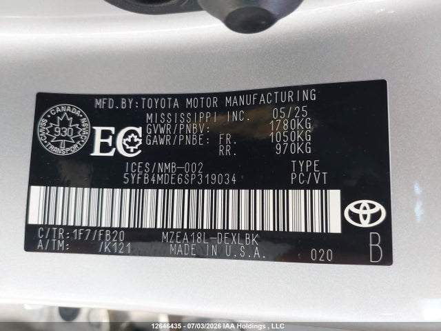 Toyota COROLLA LE 2025 5YFB4MDE6SP319034 Image 9