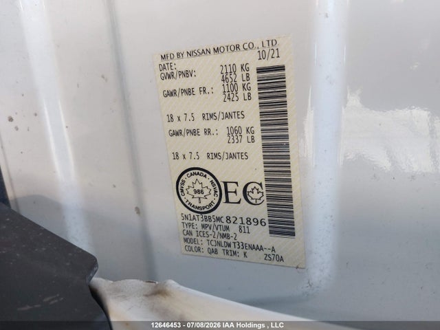 Nissan ROGUE SV 2021 5N1AT3BB5MC821896 Image 21
