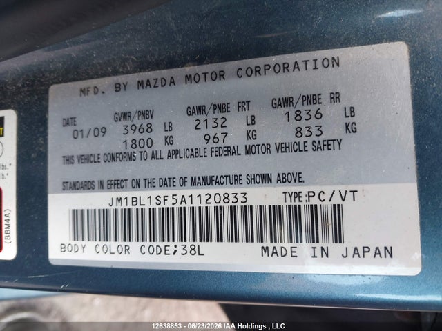 Продажа на аукционе авто 2010 Mazda Mazda3 Gs/gx, vin: JM1BL1SF5A1120833, номер лота: 12638853