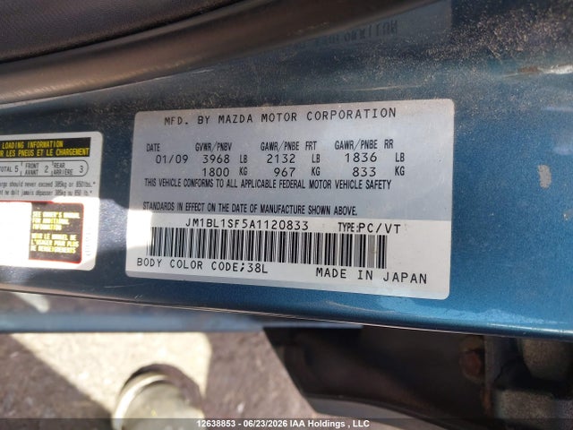 Продажа на аукционе авто 2010 Mazda Mazda3 Gs/gx, vin: JM1BL1SF5A1120833, номер лота: 12638853