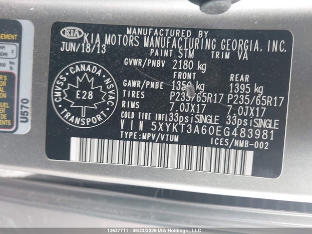 Aukcja sprzedaży 2014 Kia Sorento Lx/se, vin: 5XYKT3A60EG483981, numer aukcji: 12637711
