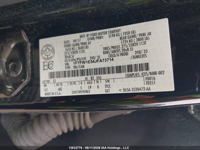 Ford F-150 Xlt 2018 1FTFW1E54JFA73714 Image 18