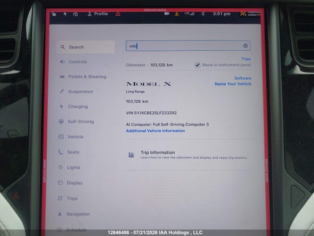 Tesla MODEL X 2020 5YJXCBE25LF233292 Image 7