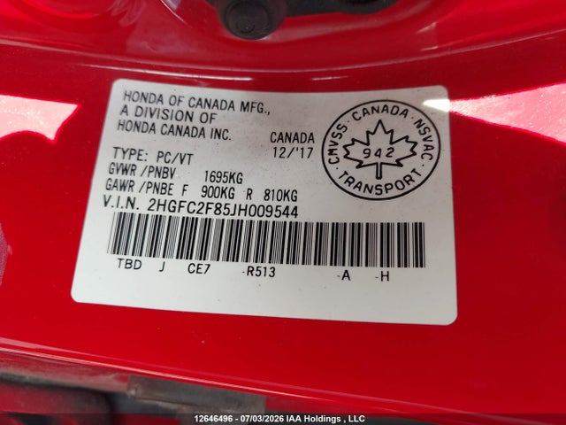 Honda Civic Ex 4dr 2018 2HGFC2F85JH009544 Image 19