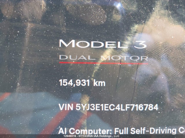 Продажа на аукционе авто 2020 Tesla Model 3 Performance, vin: 5YJ3E1EC4LF716784, номер лота: 12646516