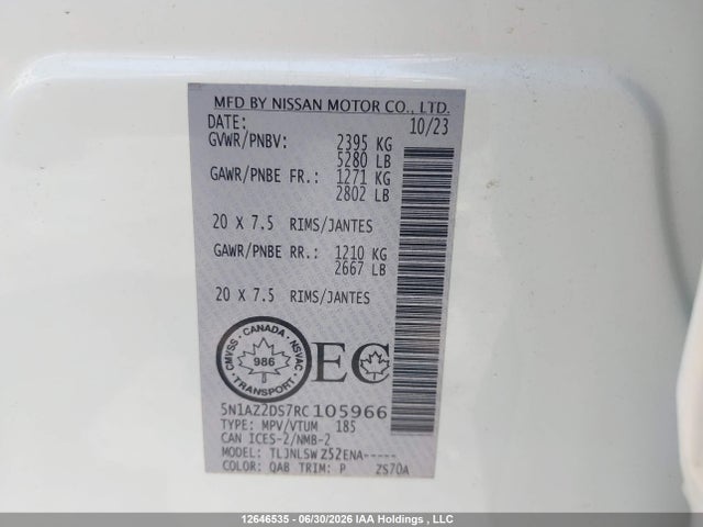 5N1AZ2DS7RC105966 Nissan Murano
