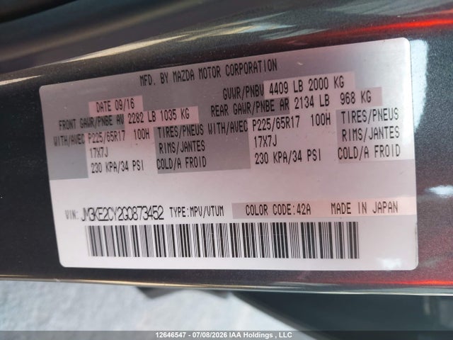 Mazda Cx-5 Touring 2016 JM3KE2CY2G0873452 Image 9