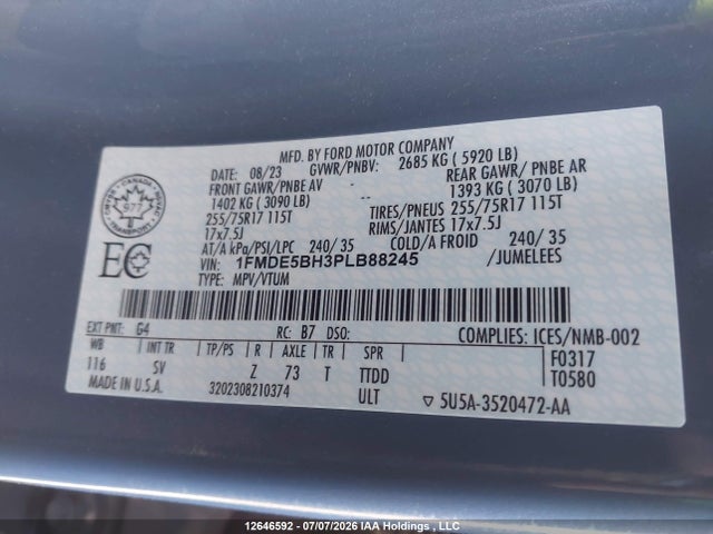 Продаж на аукціоні авто 2023 Ford Bronco Big Bend/black Diamond/outer Banks, vin: 1FMDE5BH3PLB88245, номер лоту: 12646592
