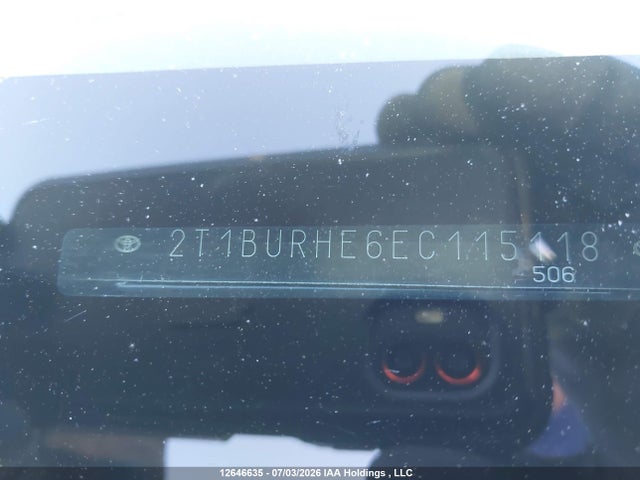 2014 Toyota Corolla L/le/le Pls/prm/s/s Pls მანქანა იყიდება აუქციონზე, vin: 2T1BURHE6EC115118, აუქციონის ნომერი: 12646635