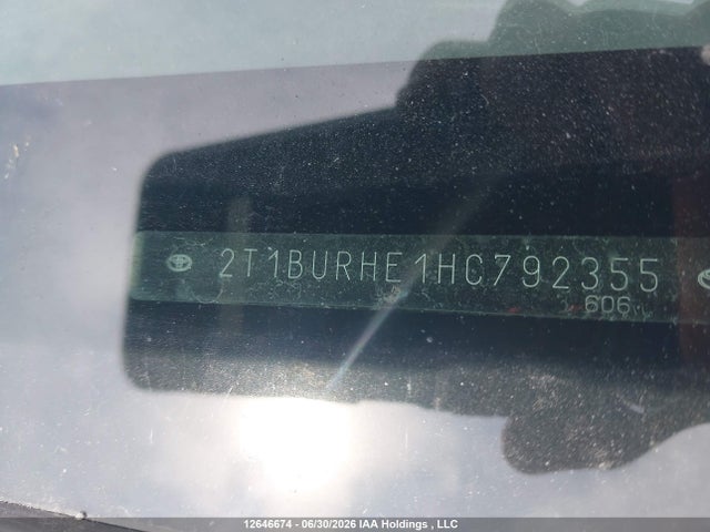 Продаж на аукціоні авто 2017 Toyota Corolla Ce, vin: 2T1BURHE1HC792355, номер лоту: 12646674