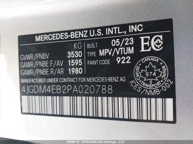 Aukcja sprzedaży 2023 Mercedes-benz Eqs 580 4matic, vin: 4JGDM4EB2PA020788, numer aukcji: 12646715