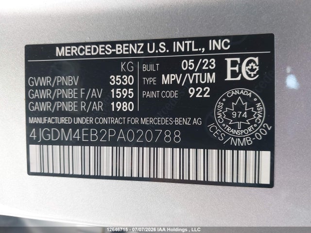 Aukcja sprzedaży 2023 Mercedes-benz Eqs 580 4matic, vin: 4JGDM4EB2PA020788, numer aukcji: 12646715